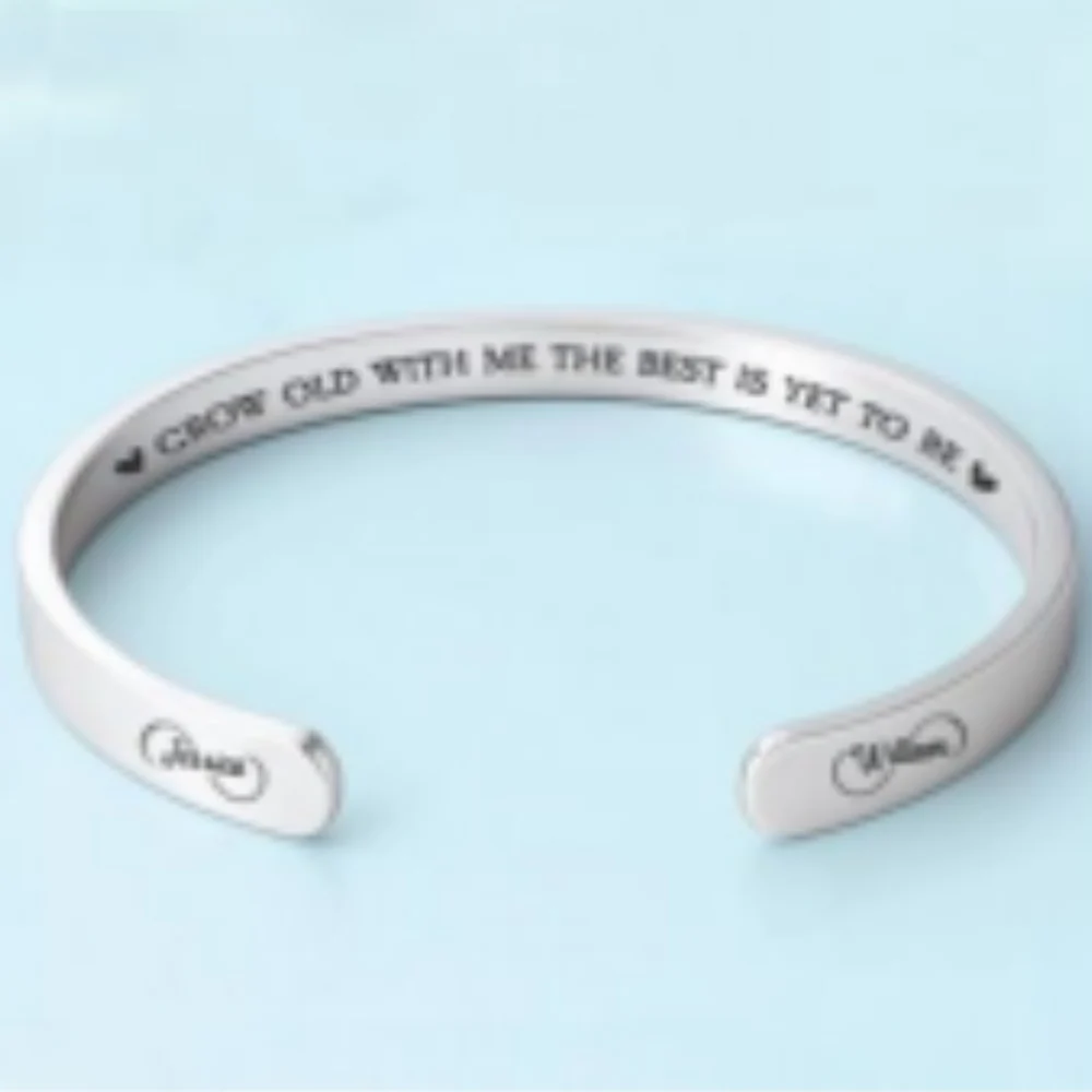 Grow Old With Me - Personalized Custom Bracelet Cuff - Image 5