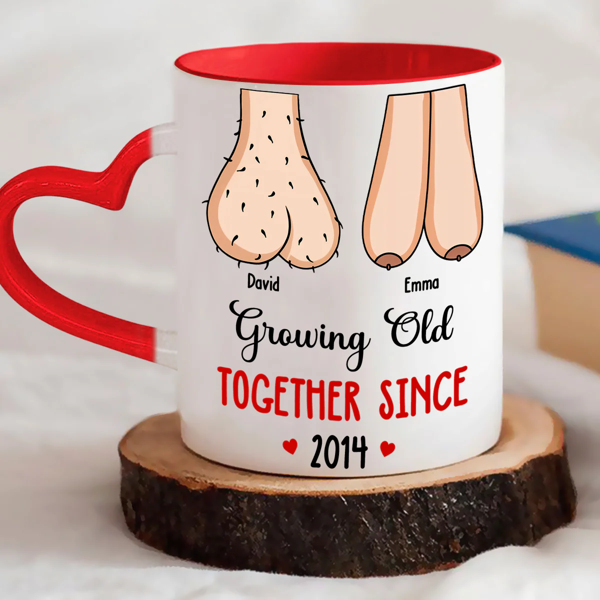 Grow Old With You - Personalized Custom Heart Handle Mug - Image 3