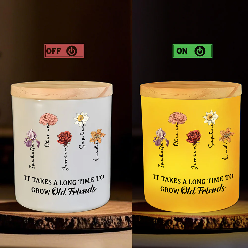Growing An Old Friend - Personalized Custom Glass Jar With LED Candle - Image 5