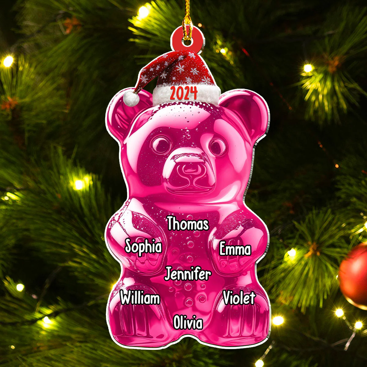 Gummy Bear Custom Family Name - Personalized Custom Acrylic Ornament - Image 3
