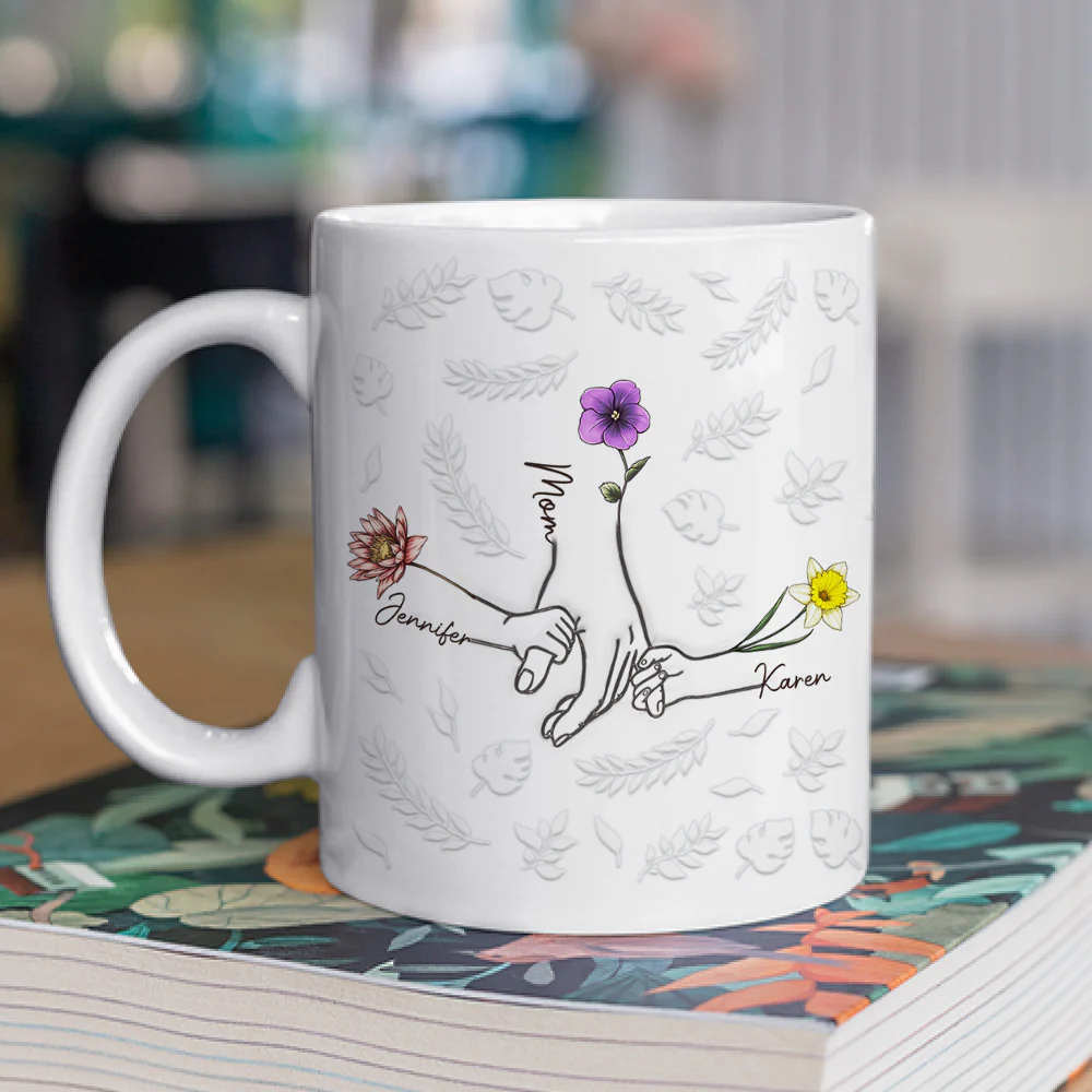 Hand In Hand, Heart In Heart - Personalized Custom 3D Inflated Effect Mug - Image 2
