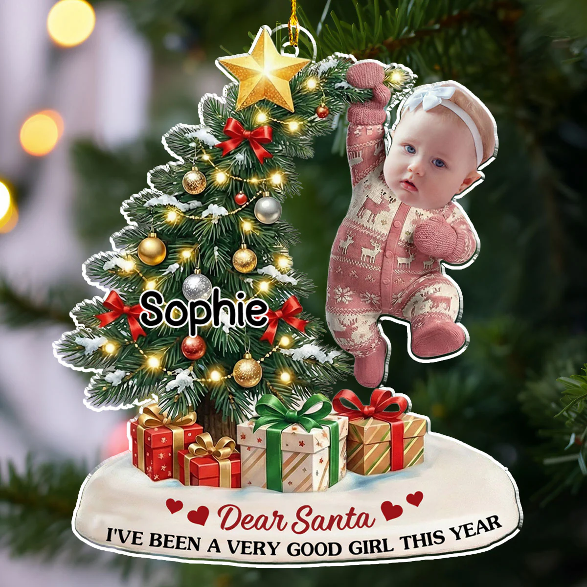 Hang In There - Personalized Custom 3D Effect Acrylic Ornament - Image 4