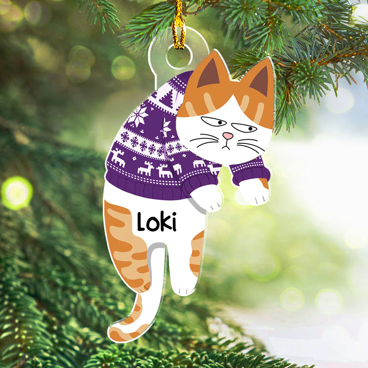 Hanging Cats - Personalized Custom Acrylic Ornament - Image 4