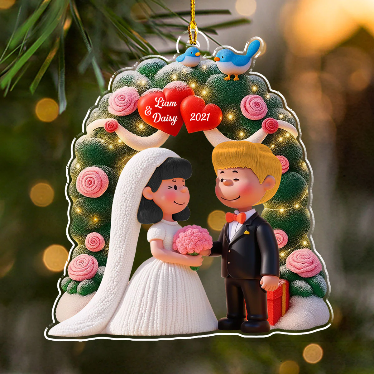 Happily Ever After - Personalized Custom Acrylic Ornament - Image 2
