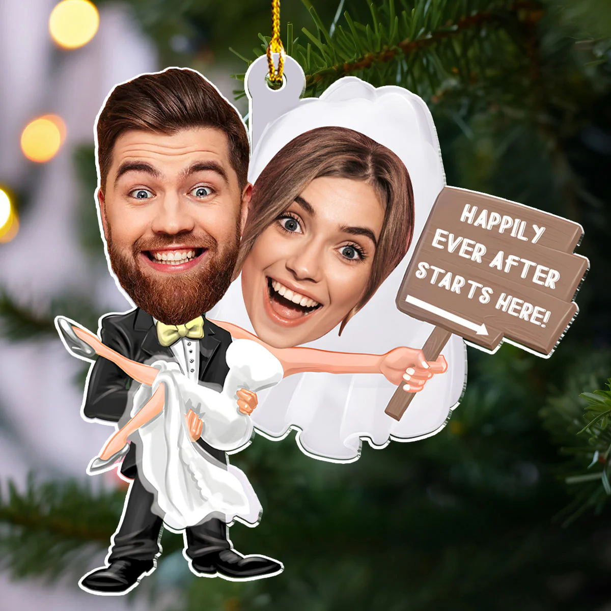 Happily Ever After - Personalized Custom Acrylic Ornament - Image 3
