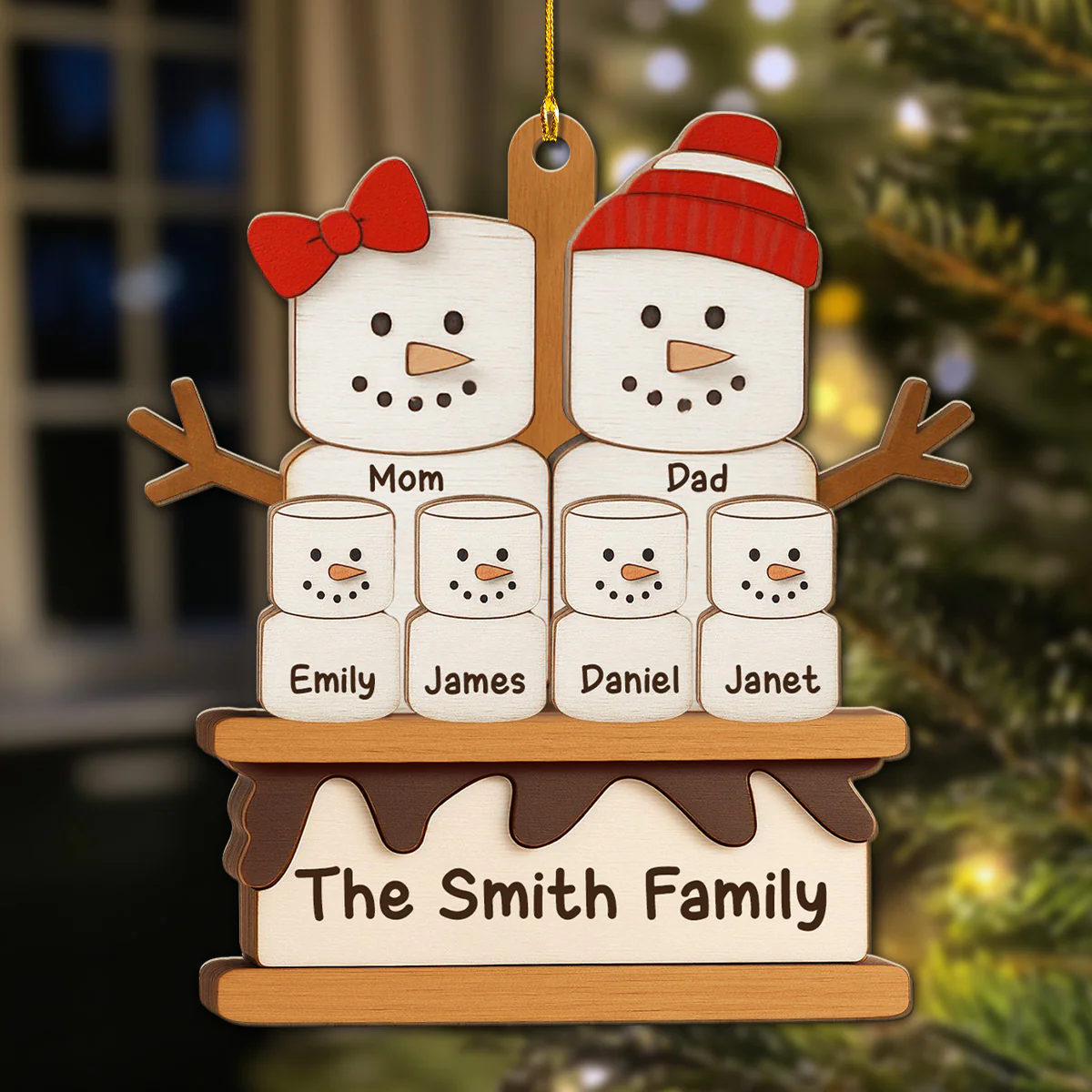 Happiness Melts With Every Bite - Personalized Custom 3D Effect Wood Ornament - Image 2