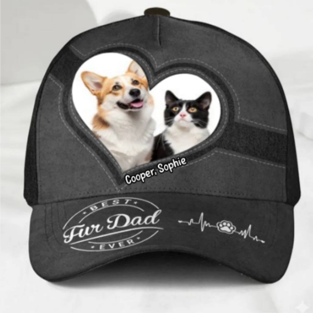 Happiness Starts With Pet Photo- Personalized Custom Classic Cap - Image 5