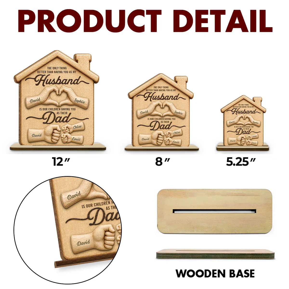 Happiness Starts With You - Personalized Custom 2-Layer Wood Plaque With Flat Base - Image 6
