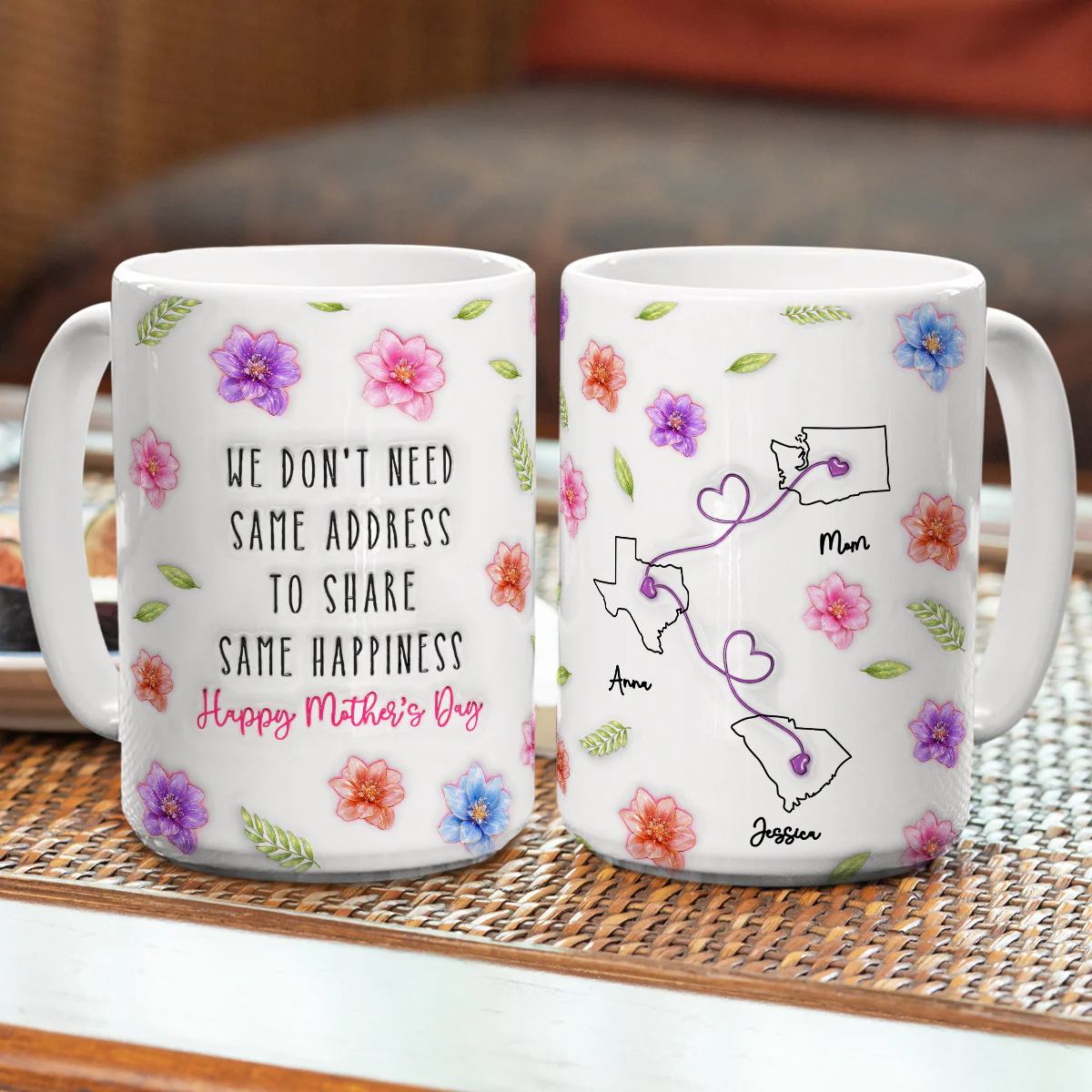 Happiness Without Borders - Personalized Custom 3D Inflated Effect Mug - Image 4