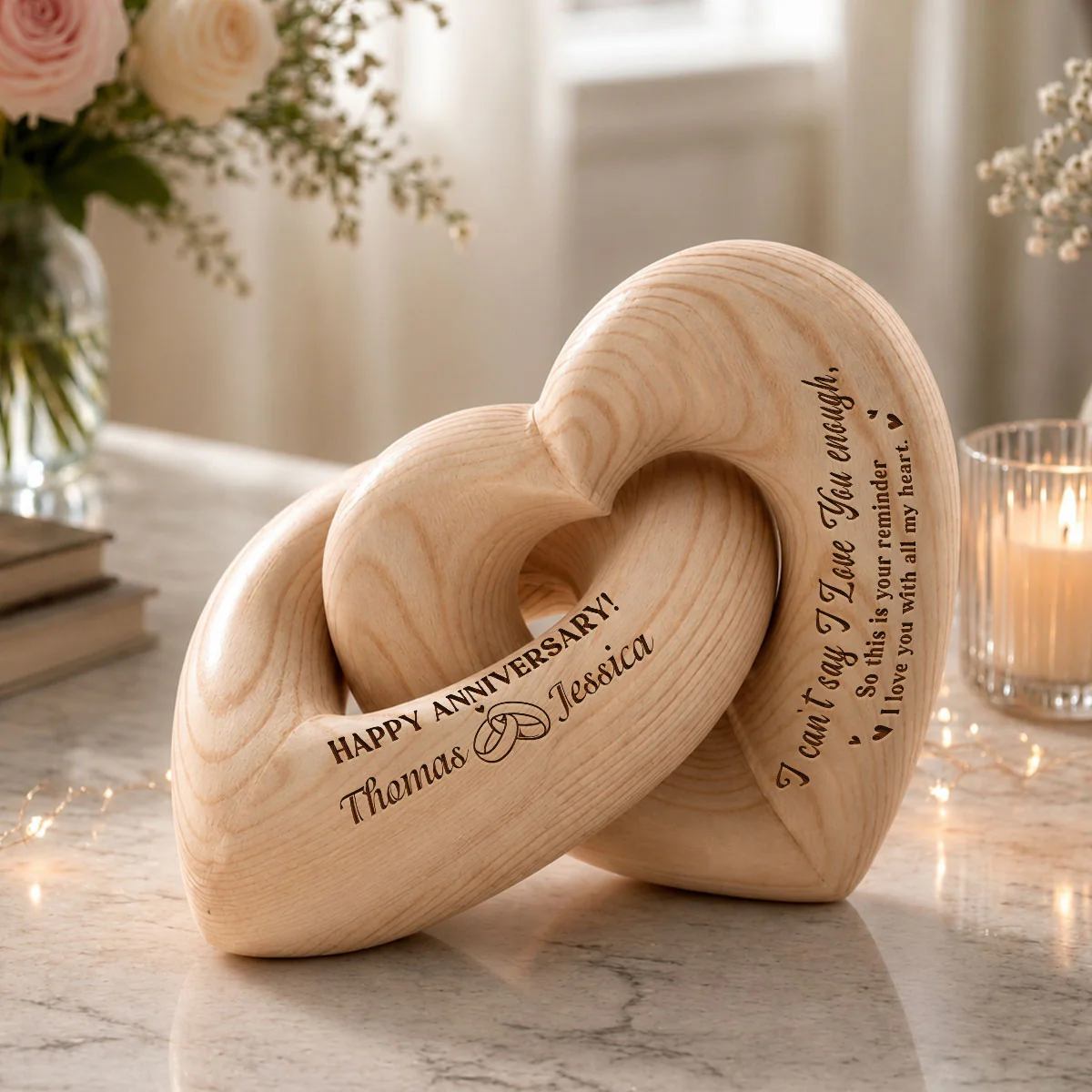 Happy Anniversary - Personalized Custom Engraved Infinity Heart Sculpture