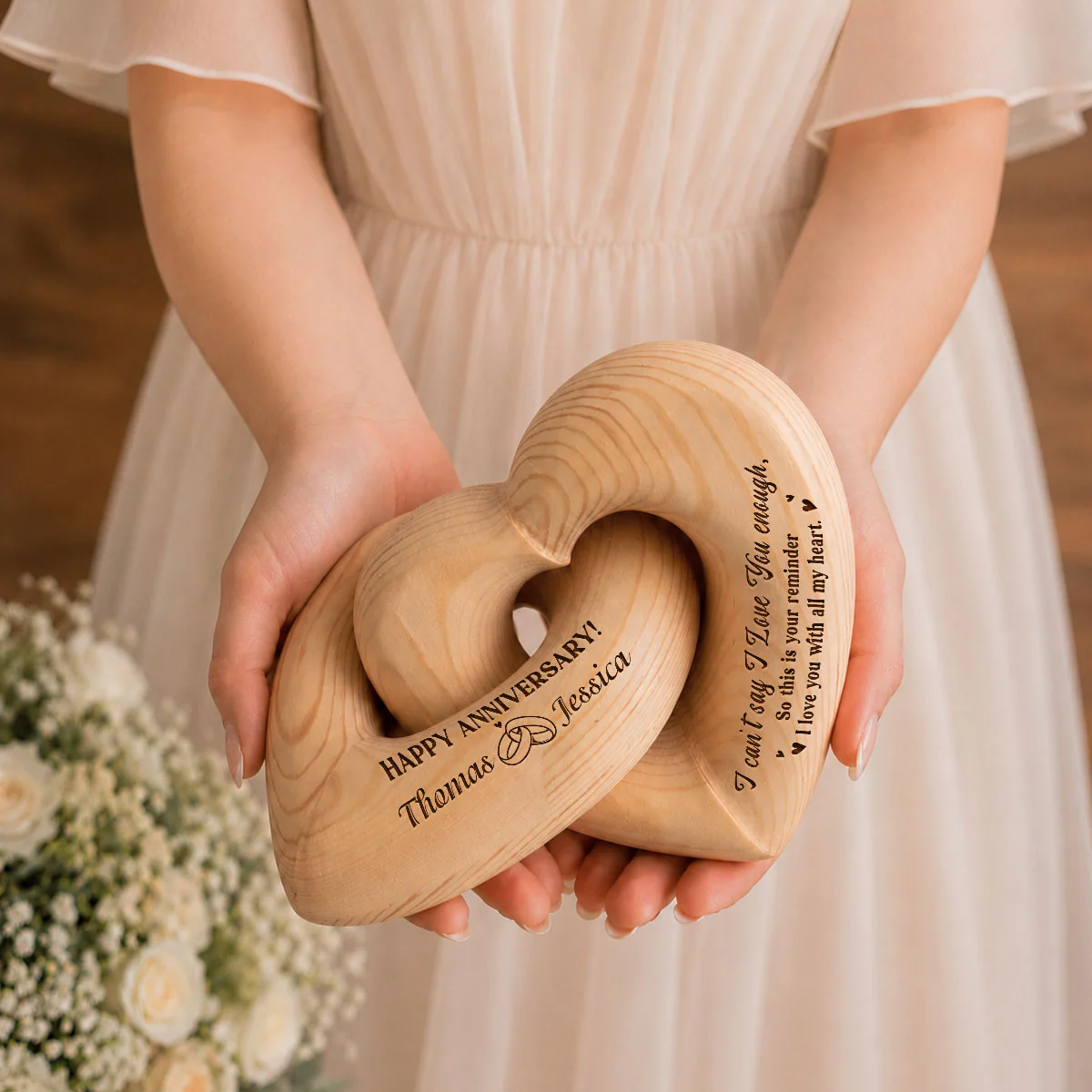 Happy Anniversary - Personalized Custom Engraved Infinity Heart Sculpture - Image 2