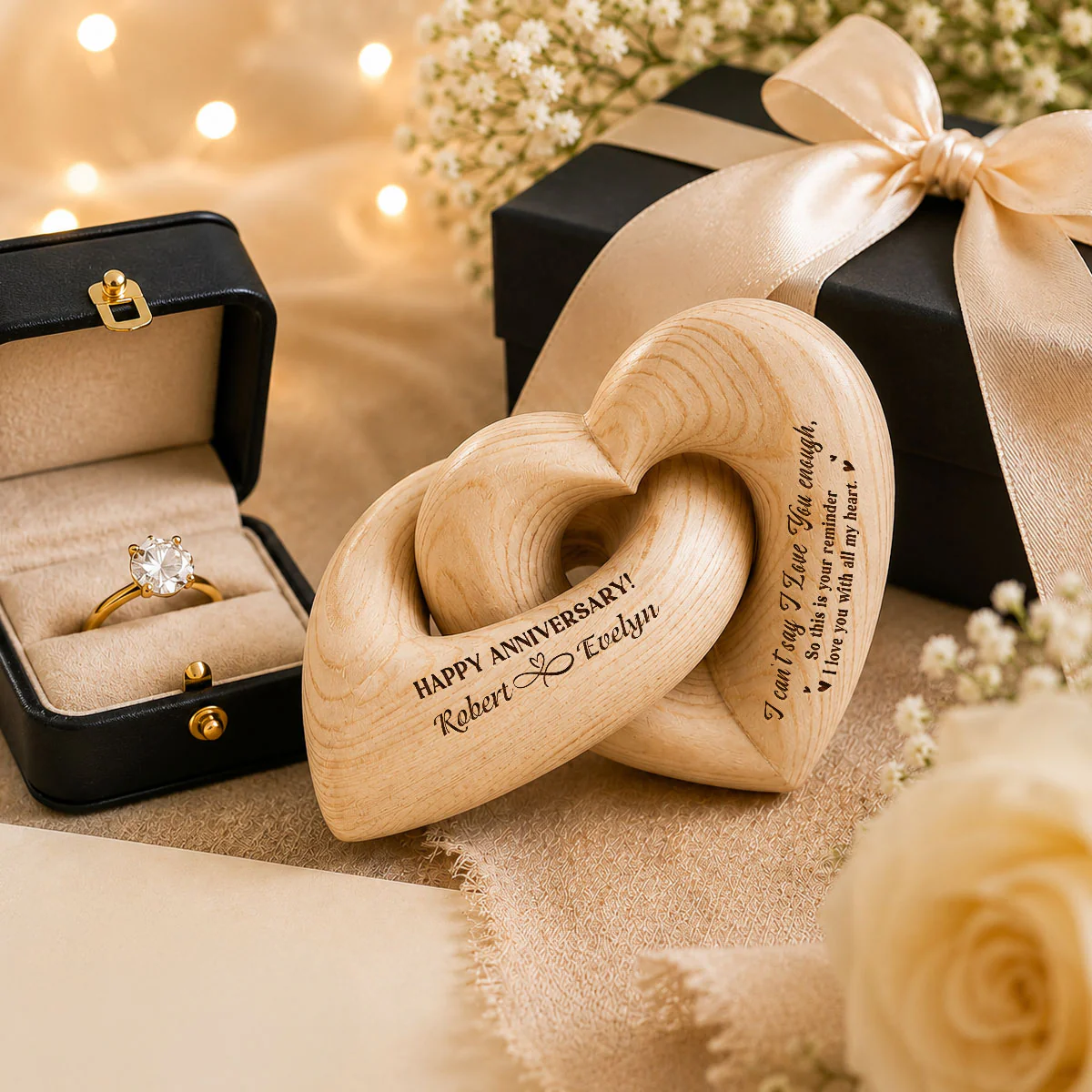 Happy Anniversary - Personalized Custom Engraved Infinity Heart Sculpture - Image 3