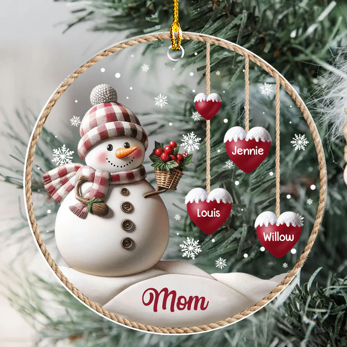 Happy Christmas Snowman Grandma Version 2 - Personalized Custom 3D Inflated Effect Acrylic Ornament - Image 4