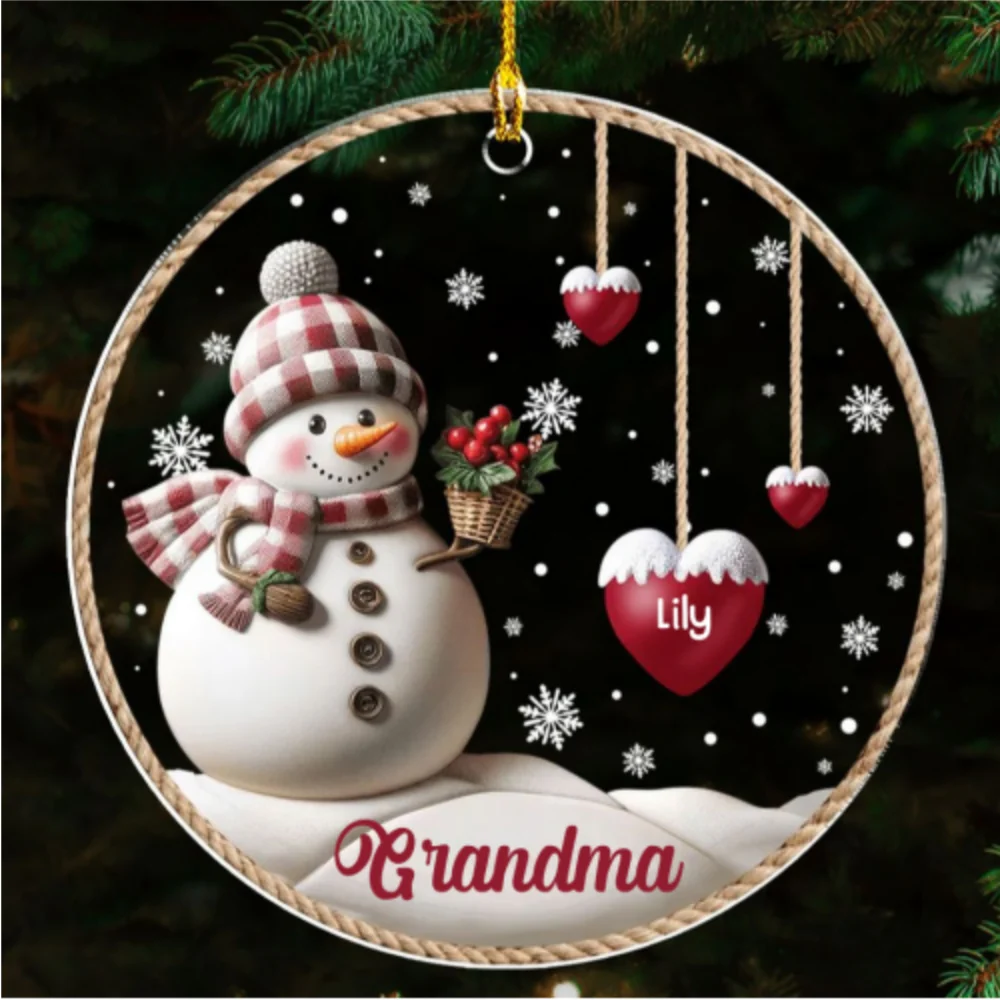 Happy Christmas Snowman Grandma Version 2 - Personalized Custom 3D Inflated Effect Acrylic Ornament - Image 7