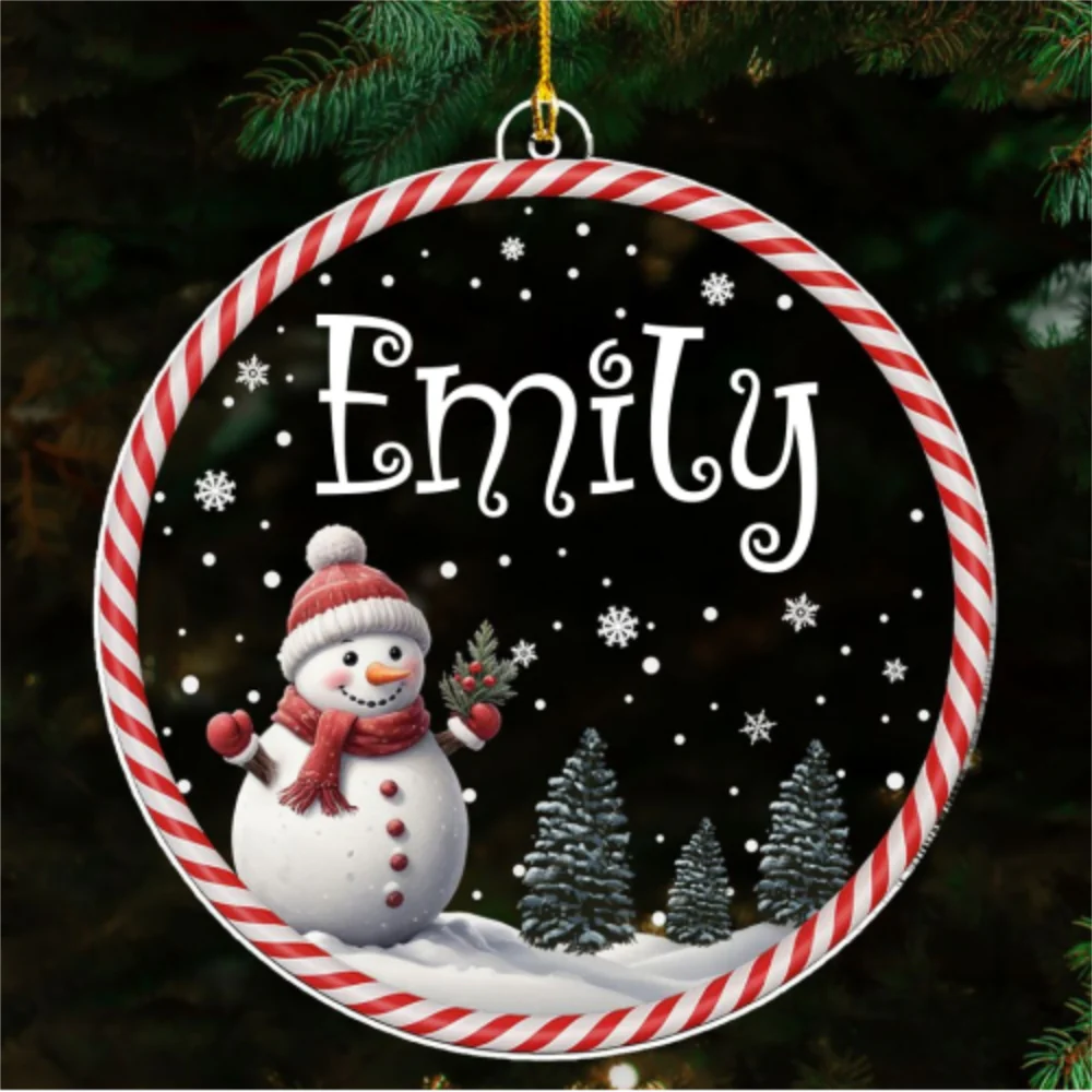 Happy Christmas Snowman - Personalized Custom Acrylic Ornament - Image 5