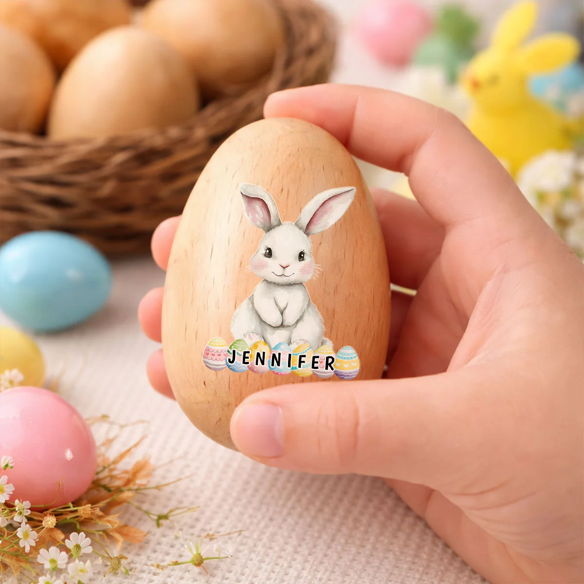 Happy Easter - Personalized Custom Wooden Egg Shaker - Image 3