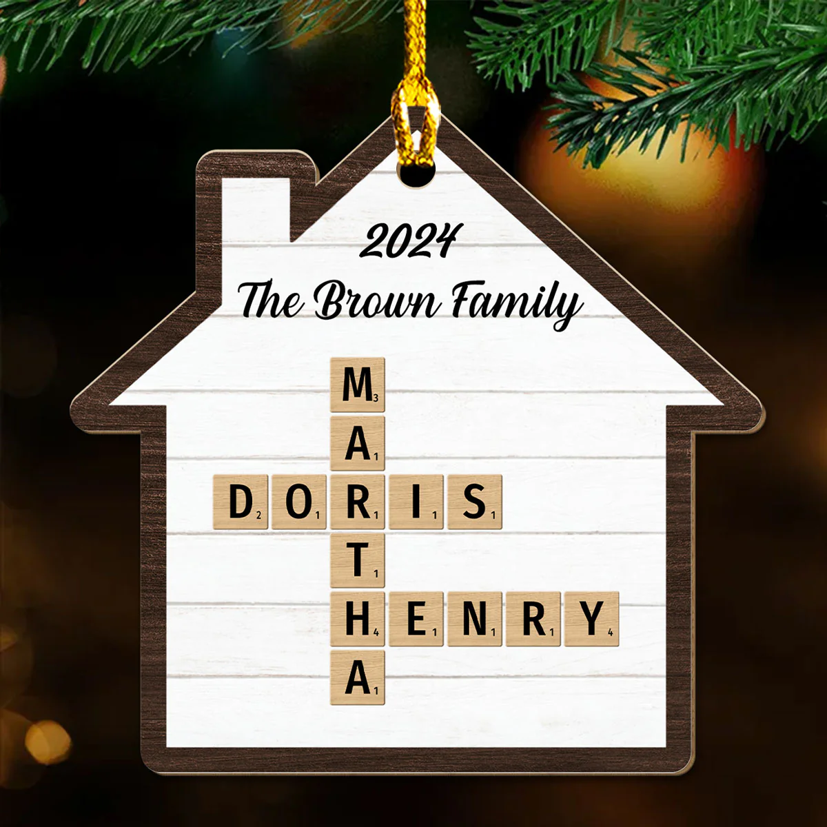 Happy Family - Personalized Custom Wood Ornament - Image 3