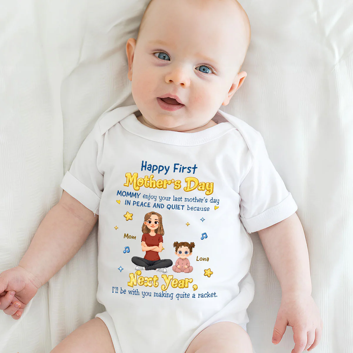 Happy First Mothers Day - Personalized Custom Baby Onesie - Image 3