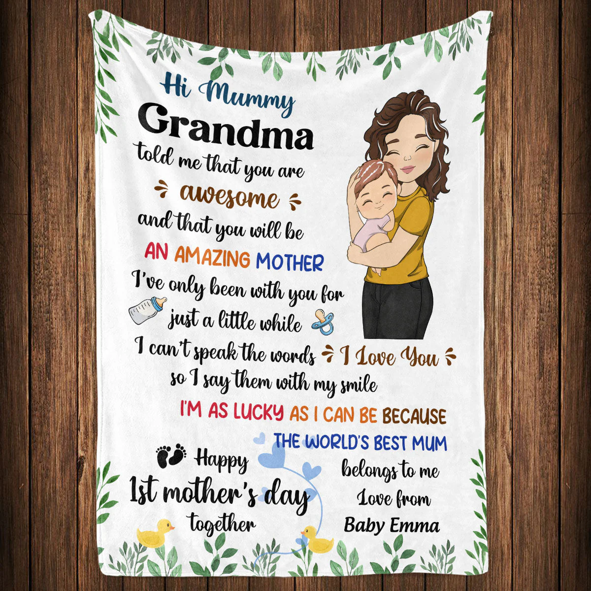 Happy First Mothers Day Together - Personalized Custom Fleece Blanket - Image 3