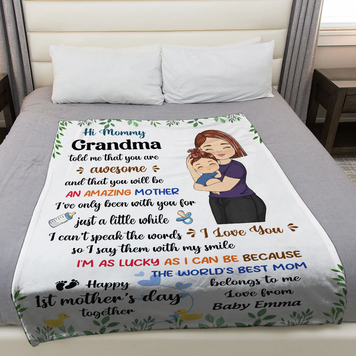 Happy First Mothers Day Together - Personalized Custom Fleece Blanket - Image 5
