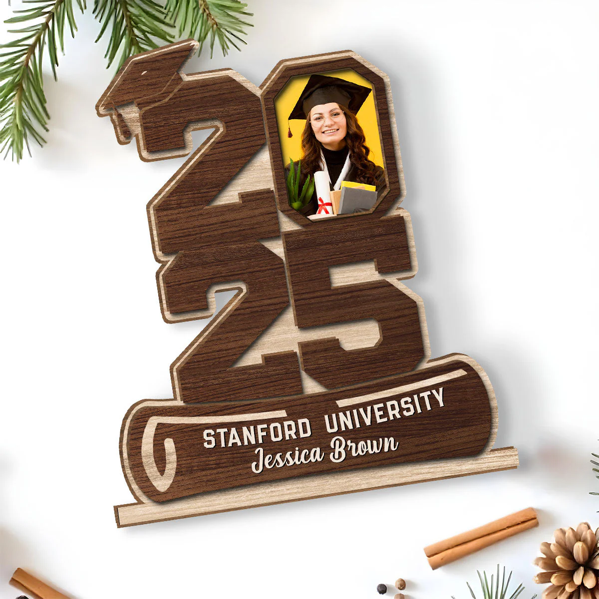 Happy Graduation - Personalized Custom 2-Layer Wood Plaque With Flat Base - Image 3