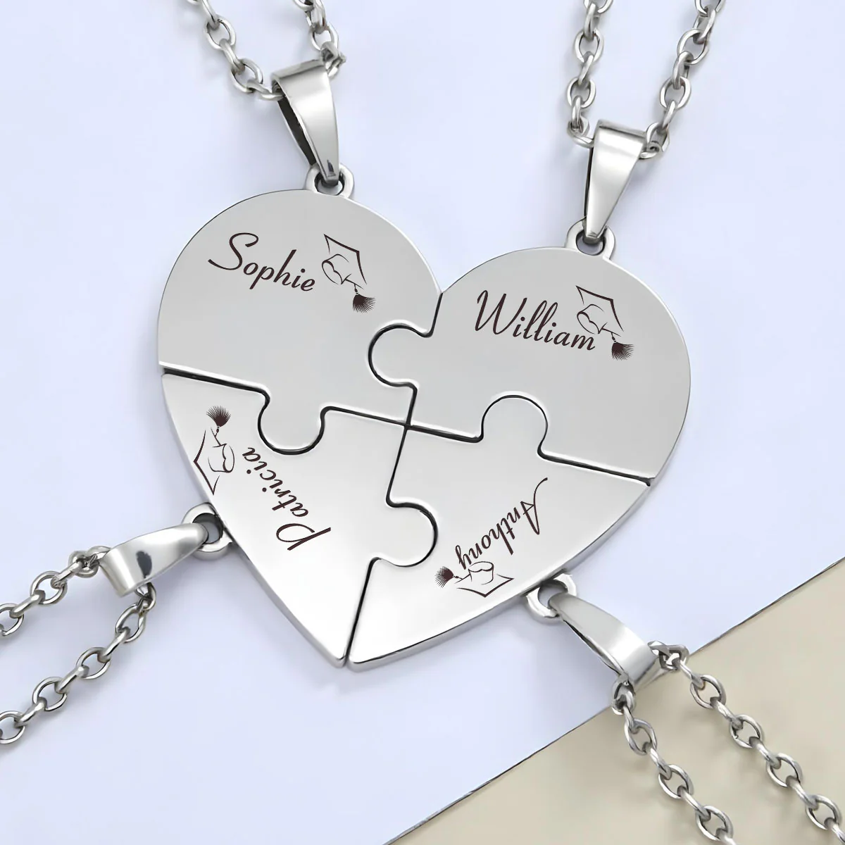 Happy Graduation - Personalized Custom Heart Puzzle Necklace - Image 4