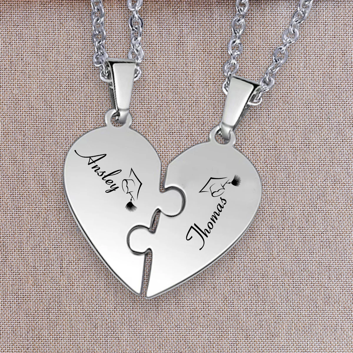 Happy Graduation - Personalized Custom Heart Puzzle Necklace - Image 5