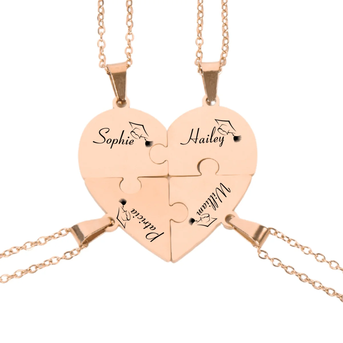 Happy Graduation - Personalized Custom Heart Puzzle Necklace - Image 9
