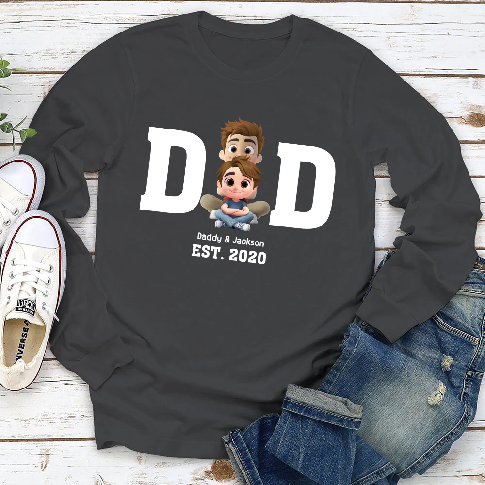 Happy Kids With Dad - Personalized Custom Shirt - Image 7