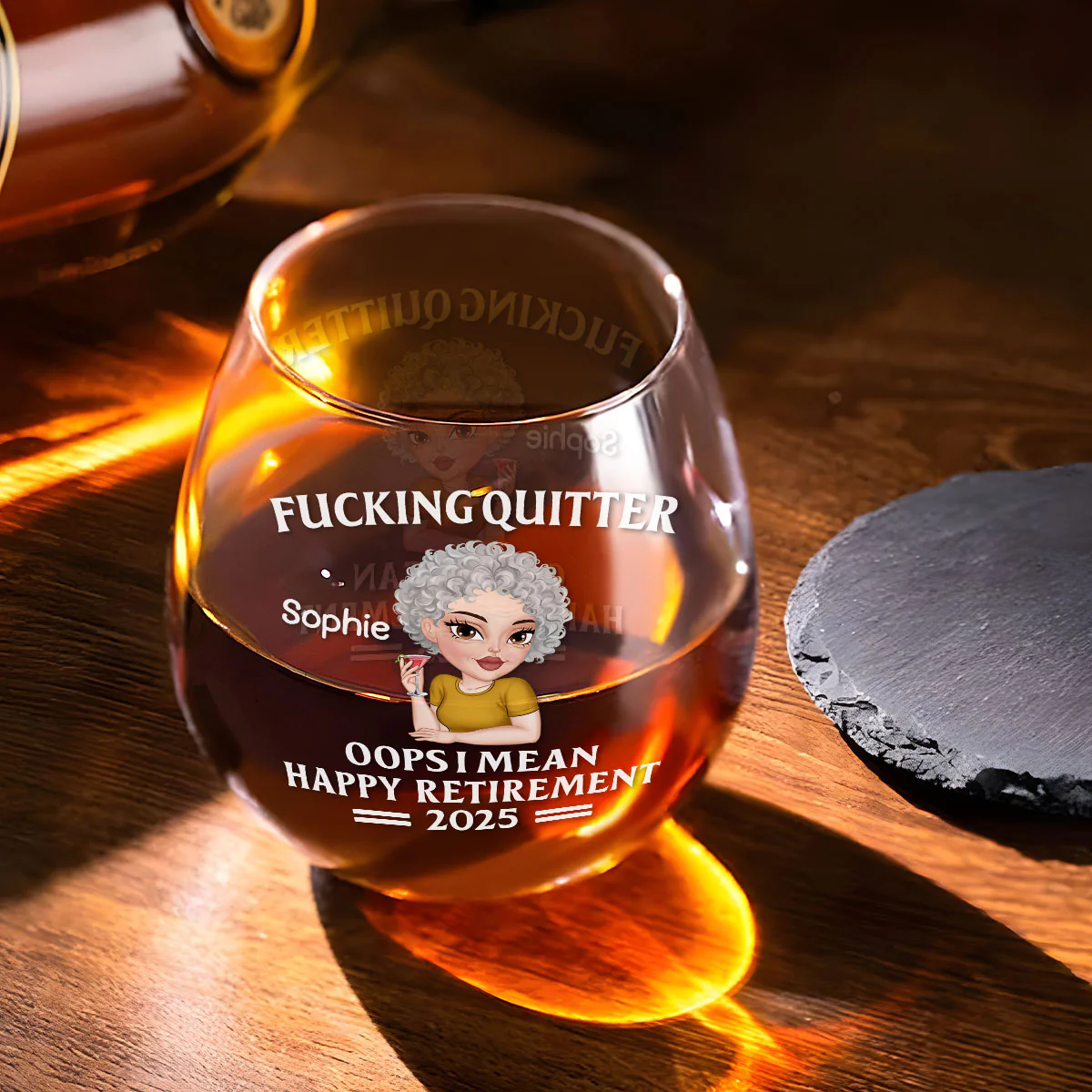 Happy Retirement - Personalized Custom Wine Glass - Image 4