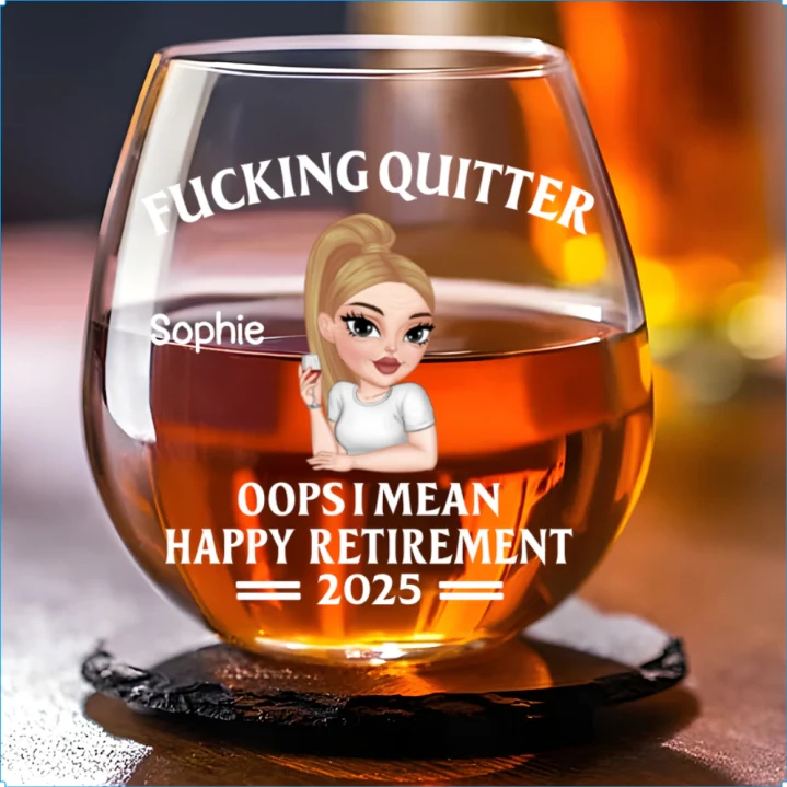 Happy Retirement - Personalized Custom Wine Glass - Image 5