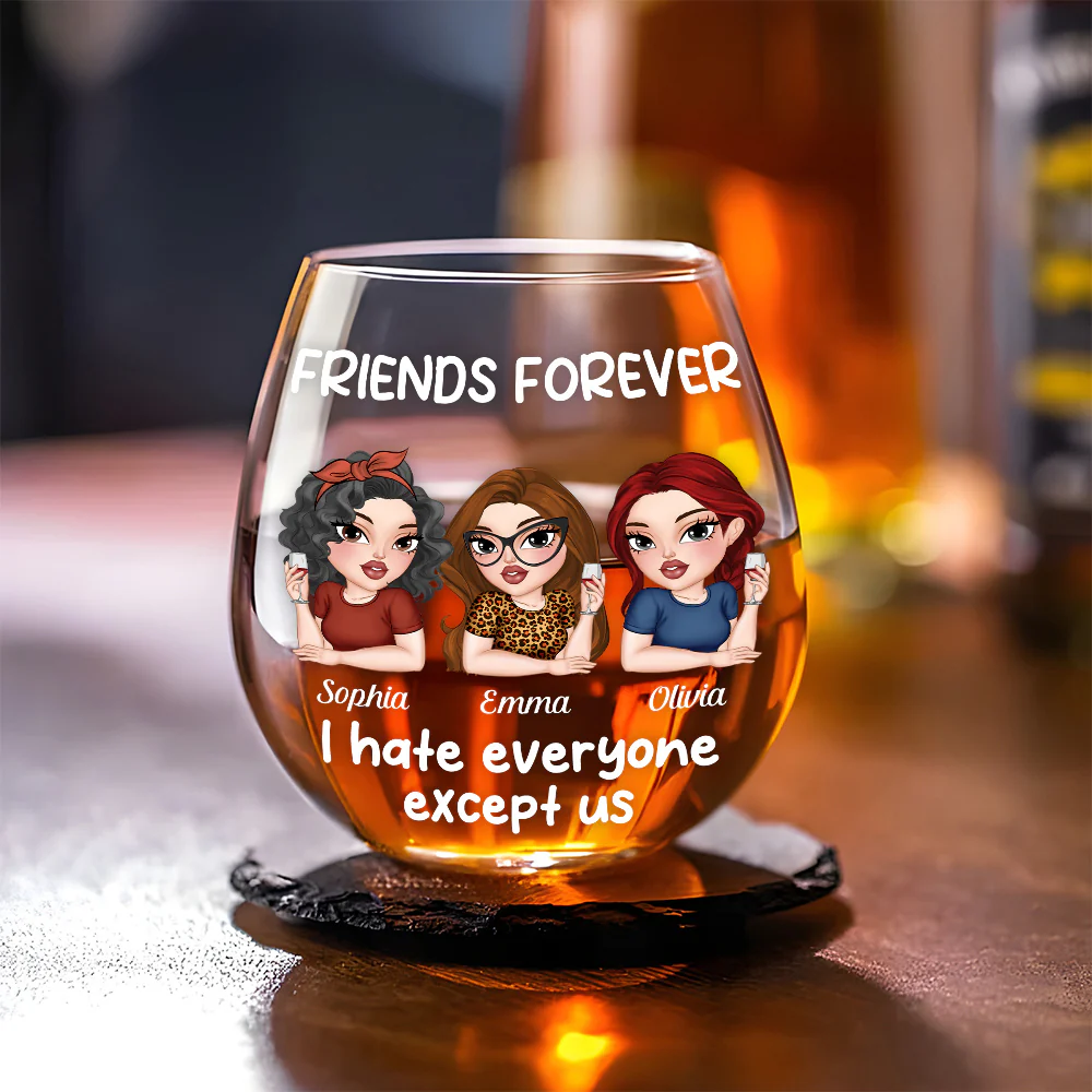 Hate Everyone Except Us - Personalized Custom Wine Glass - Image 2