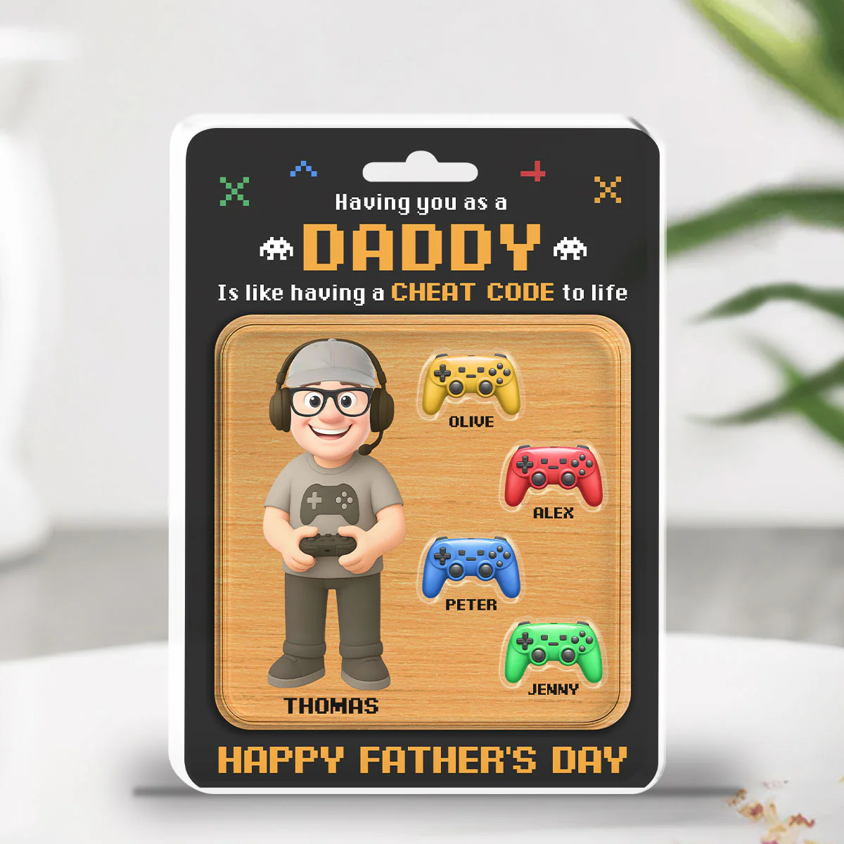 Having Dad Like Having A Cheat Code - Personalized Custom Acrylic Plaque - Image 3