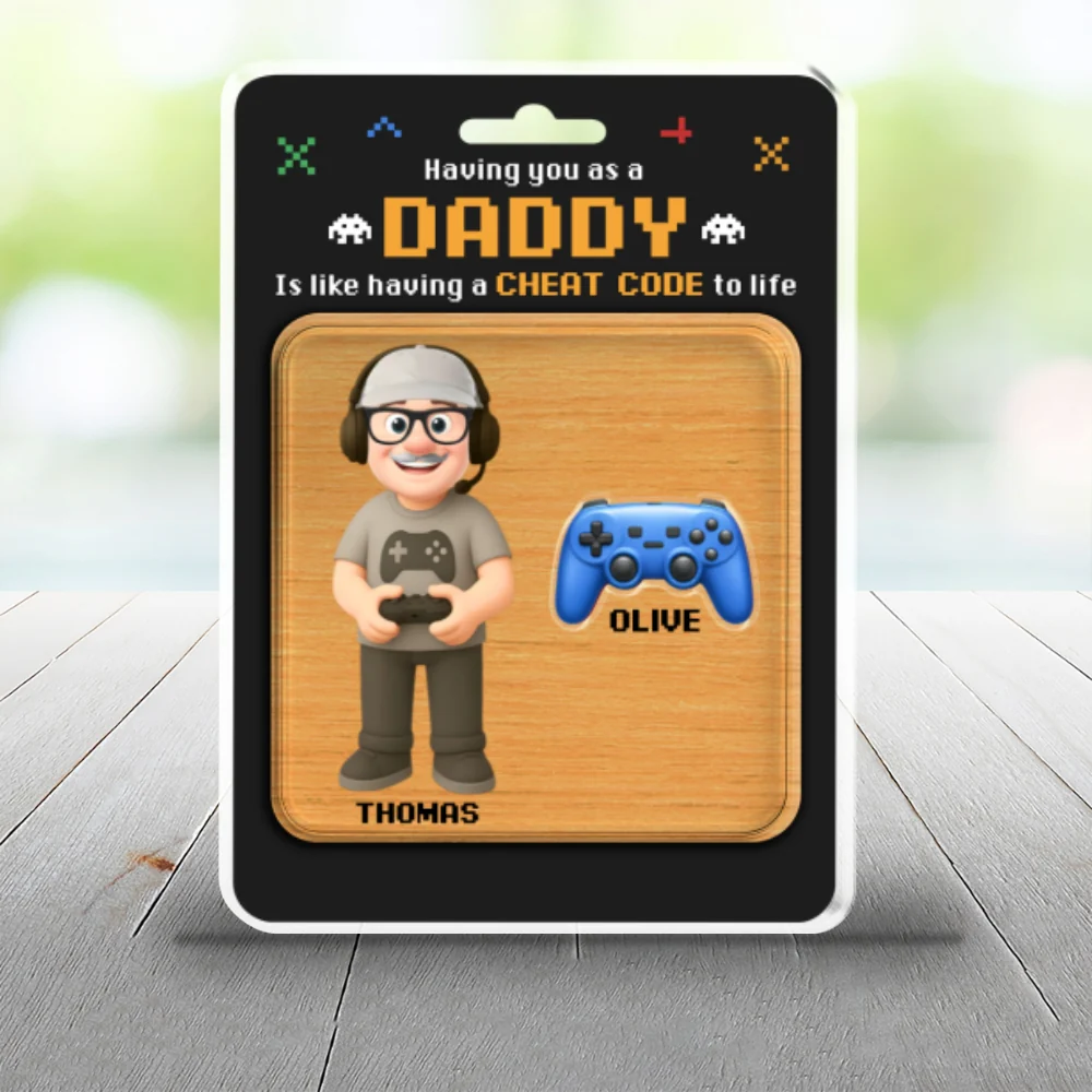 Having Dad Like Having A Cheat Code - Personalized Custom Acrylic Plaque - Image 6