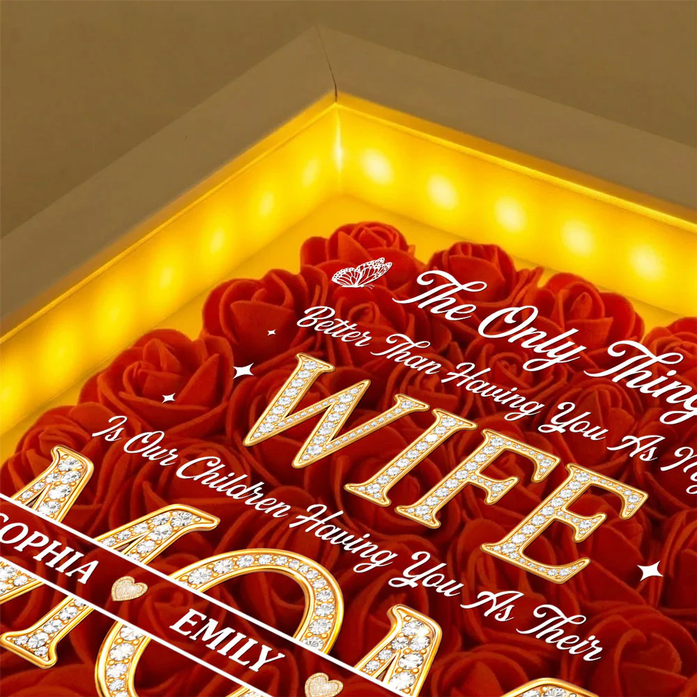 Having You As My Wife - Personalized Custom Flower Shadow Box With LED Light - Image 3