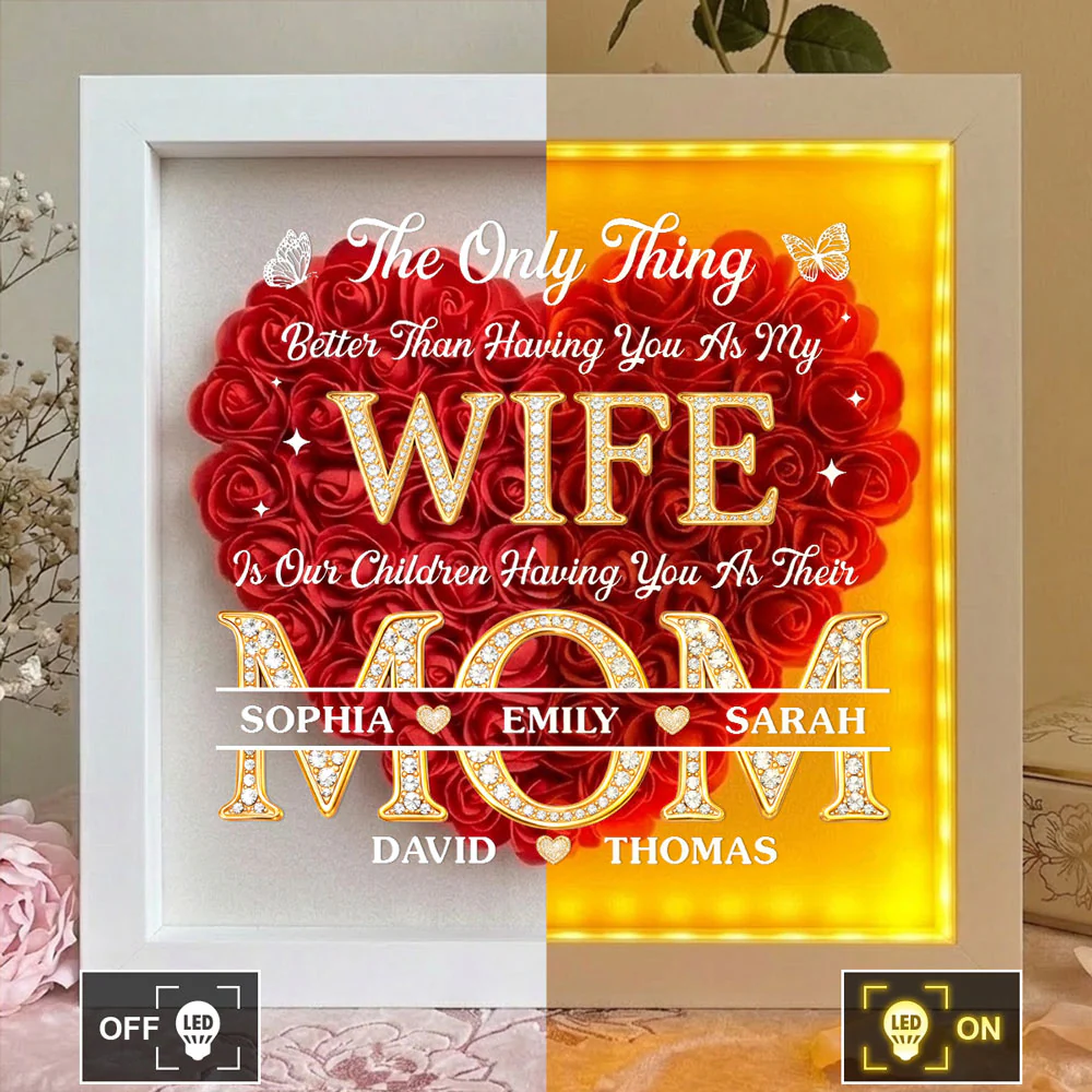 Having You As My Wife - Personalized Custom Flower Shadow Box With LED Light - Image 4