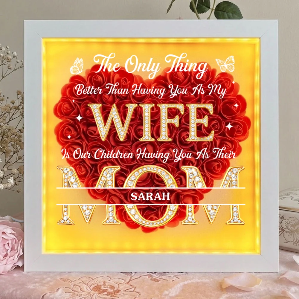 Having You As My Wife - Personalized Custom Flower Shadow Box With LED Light - Image 7
