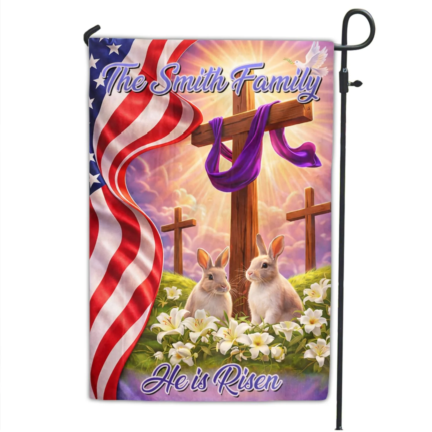 He Is Risen Easter Cross - Personalized Custom Flag - Image 6