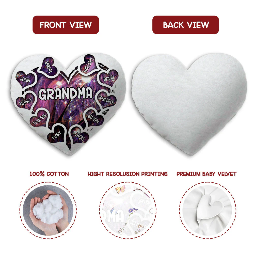 Heart Of Grandma - Personalized Custom Shaped Pillow - Image 5