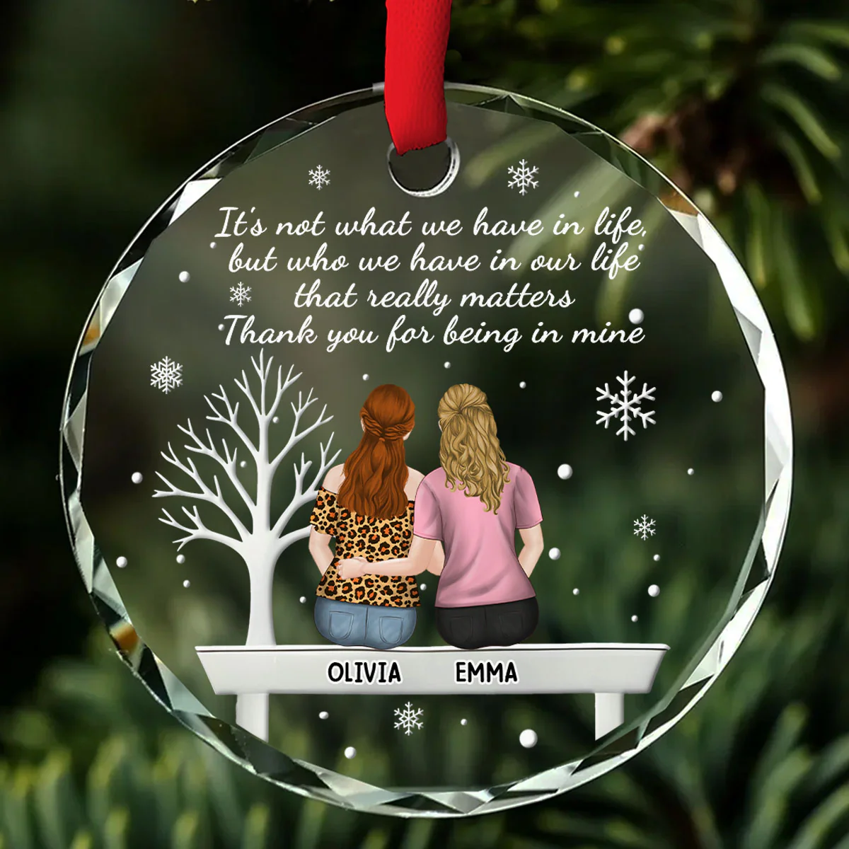 Heartfelt Friendship Token - Personalized Custom Glass Ornament