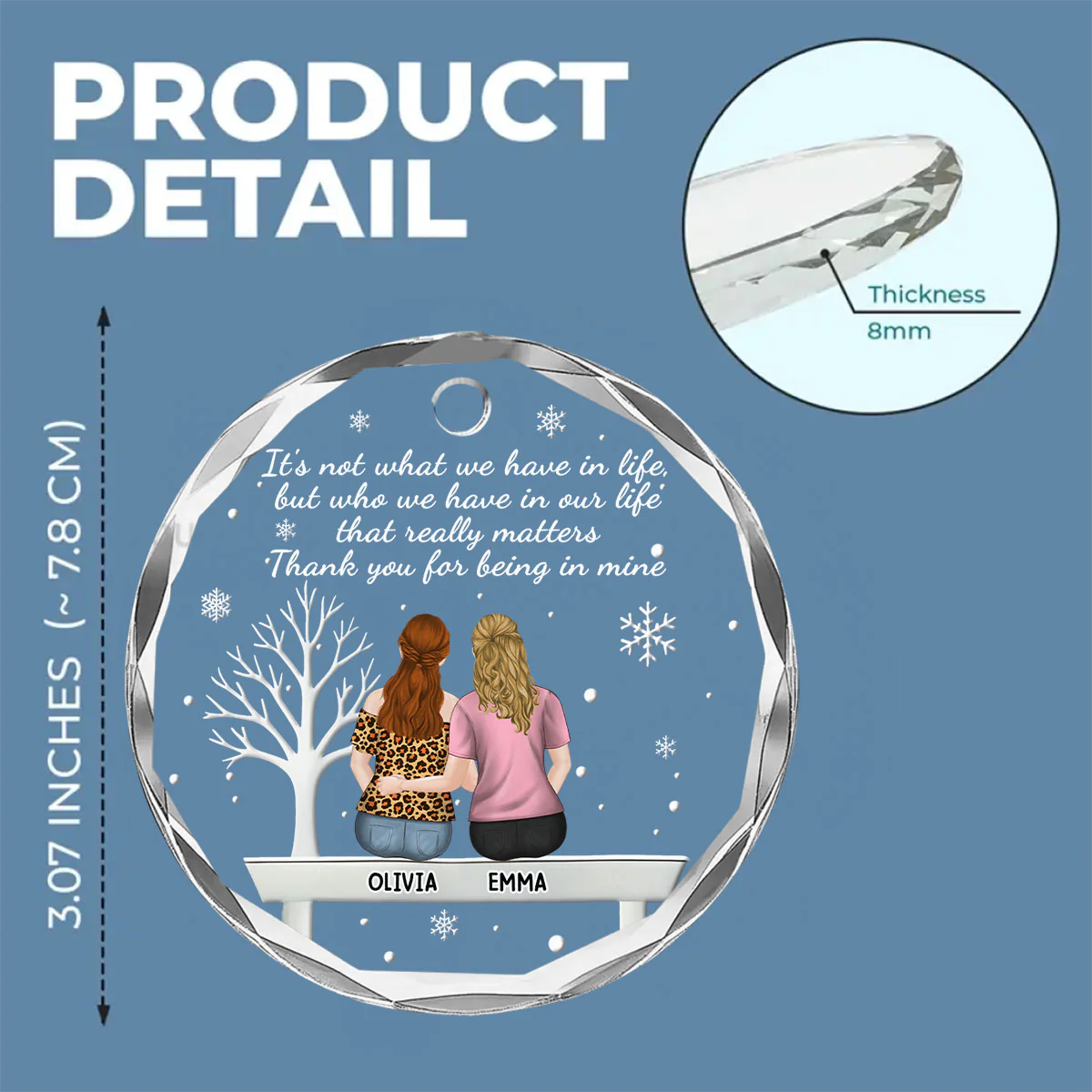 Heartfelt Friendship Token - Personalized Custom Glass Ornament - Image 6