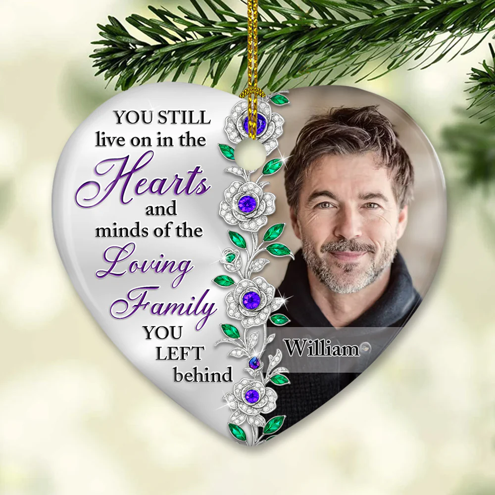 Hearts And Minds Of The Loving Family - Personalized Custom Ceramic Ornament - Image 3