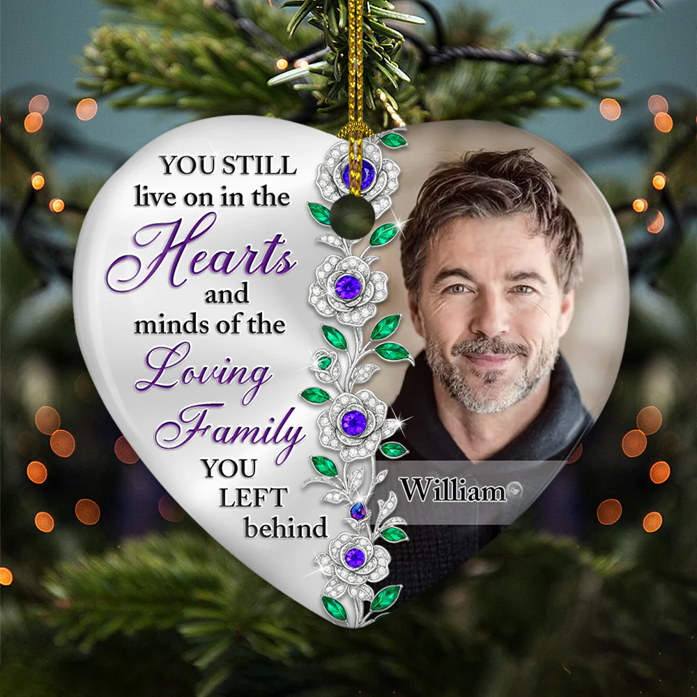 Hearts And Minds Of The Loving Family - Personalized Custom Ceramic Ornament - Image 4