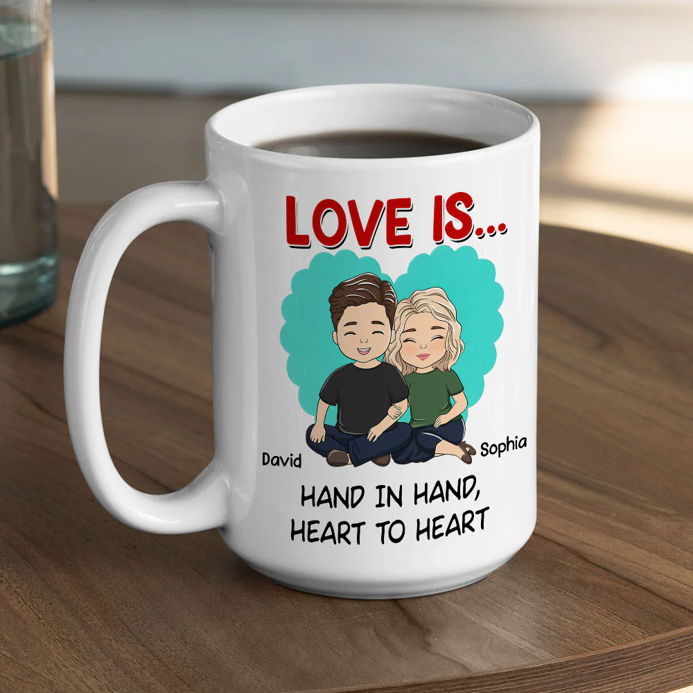 Hearts Holding Hands Forever More - Personalized Custom Coffee Mug - Image 5