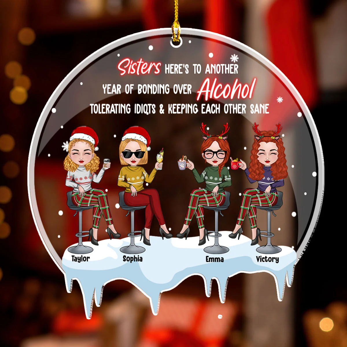 Here's To Another Year - Personalized Custom Acrylic Ornament - Image 4