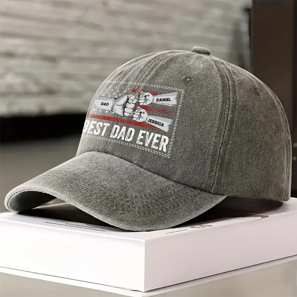 His Strength Begins With Love - Personalized Custom Vintage Washed Denim Cap