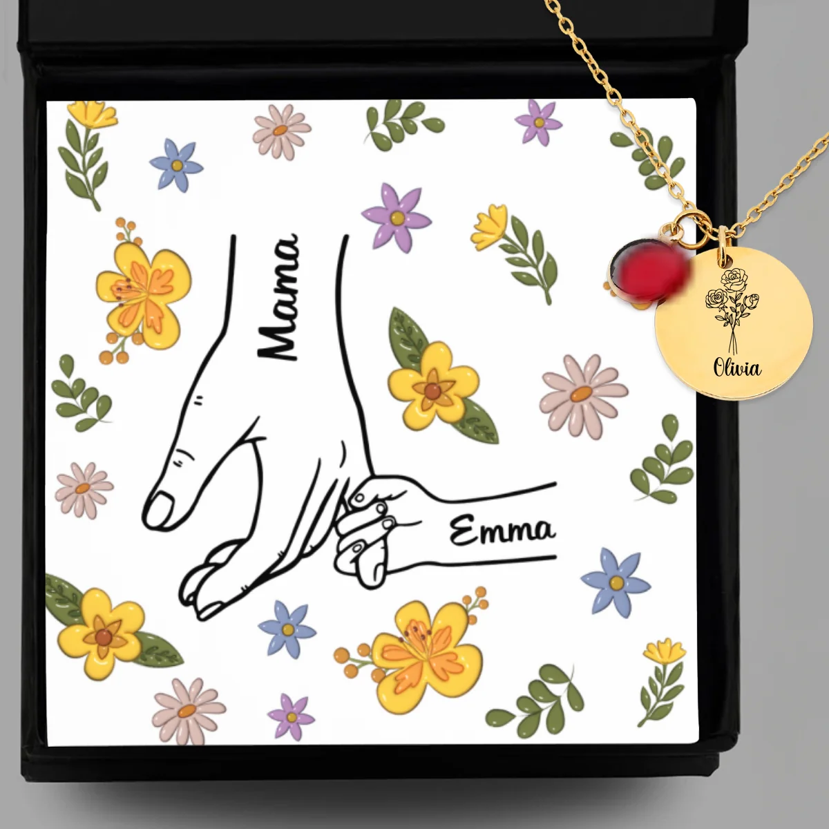 Hold My Hand - Personalized Custom Birthstone Necklace With Message Card - Image 9