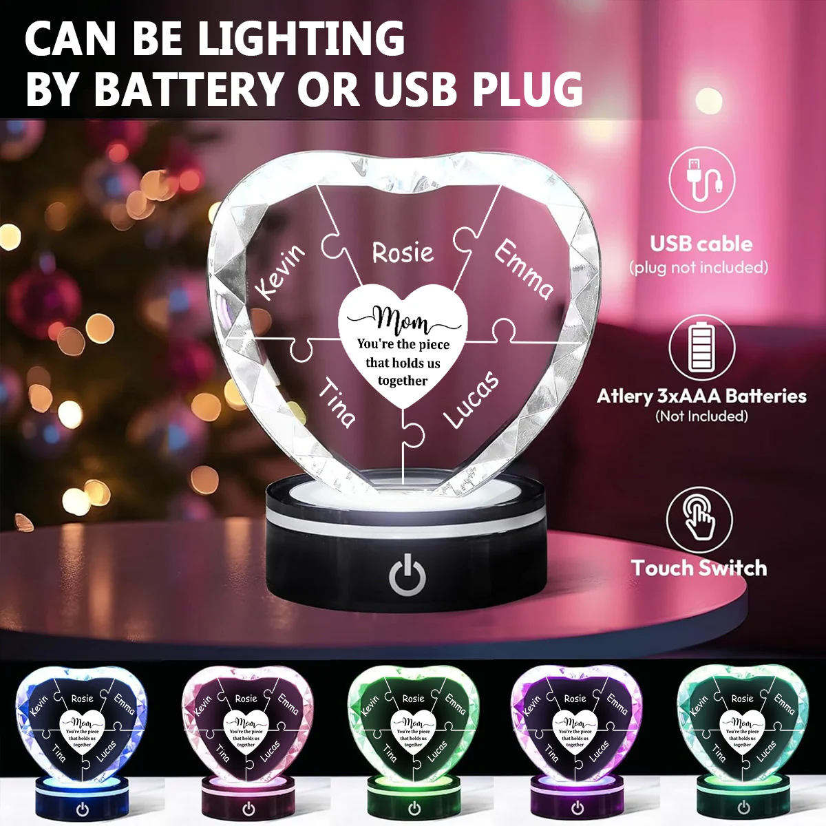Hold Us Together - Personalized Custom Crystal Led Light - Image 6
