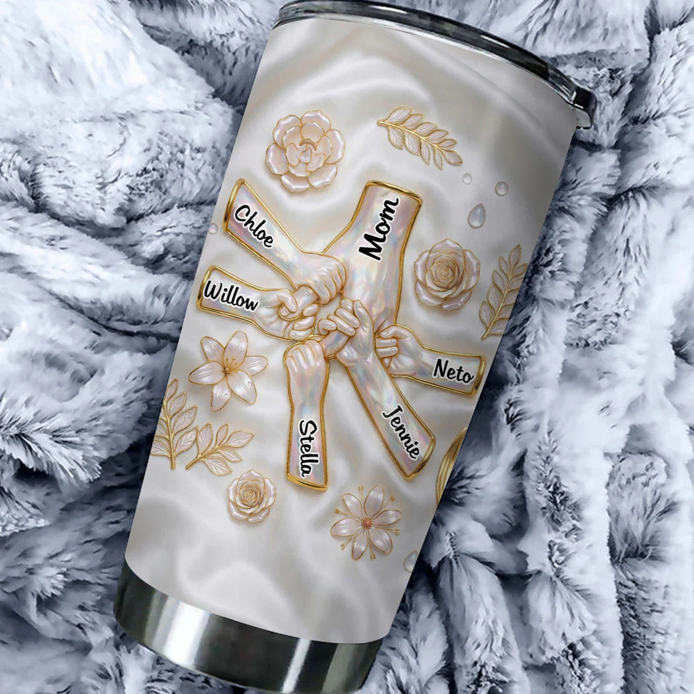 Holding Hands Family - Personalized Custom 3D Inflated Effect Tumbler - Image 3