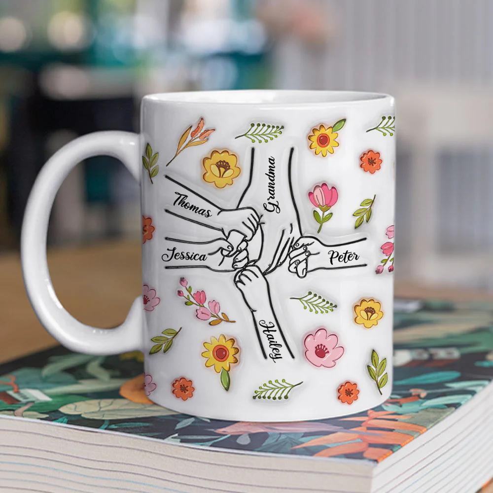 Holding Hands Grandma - Personalized Custom 3D Inflated Effect Mug - Image 3